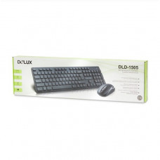 Комплект, Клавиатура + Мышь, Delux, DLD-1505OGB, Беспроводная 2.4G, 1000DPI, Мультимедийные клавиши, Чёрный,