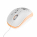 Мышь, Delux, DLM-100OUO, 3D, Оптическая 800dpi, USB, Длина кабеля 0,6 метра, Размер: 85*50*30мм., Бело-Оранжевый