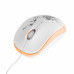 Мышь, Delux, DLM-100OUO, 3D, Оптическая 800dpi, USB, Длина кабеля 0,6 метра, Размер: 85*50*30мм., Бело-Оранжевый