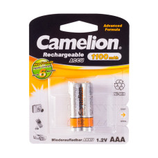 Аккумулятор, CAMELION, NH-AAА1100BP2, Rechargeable, AAA, 1.2V, 1100 mAh, 2 шт, Блистер