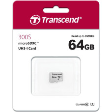 Карта памяти MicroSD 64GB Class 10 U1 Transcend TS64GUSD300S