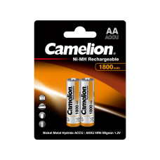 Аккумулятор, CAMELION, NH-AA1800BP2 , Rechargeable, AA, 1.2V, 1800 mAh, 2 шт., Блистер