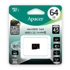 Карта памяти, Apacer, AP64GMCSX10U1-R, MicroSDXC 64GB