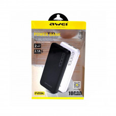 Портативный внешний аккумулятор, Awei, P28K, Power Bank 10000mAh, Выход USB1: 5V-1A / USB2: 5V?2.1A, Индикатор заряда ба